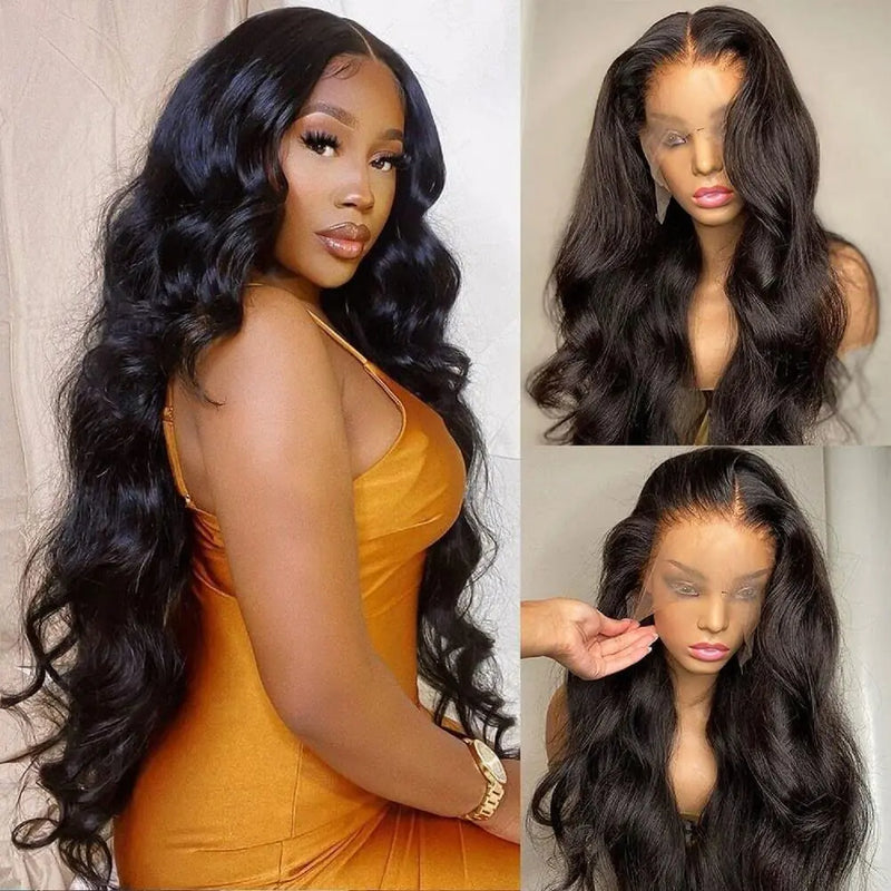 Walsdi 13x4 HD Lace Front Wigs Human Hair Pre Plucked 180 Density Body Wave Lace Front Wig Human Hair Frontal Wigs Human Hair wigs for Women Glueless Wigs Human Hair Pre Plucked with Baby Hair 26inch.