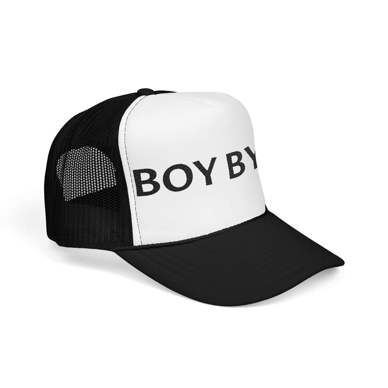 Embroidered trucker hat showcasing detailed needlework and mesh back design for stylish, breathable headwear.