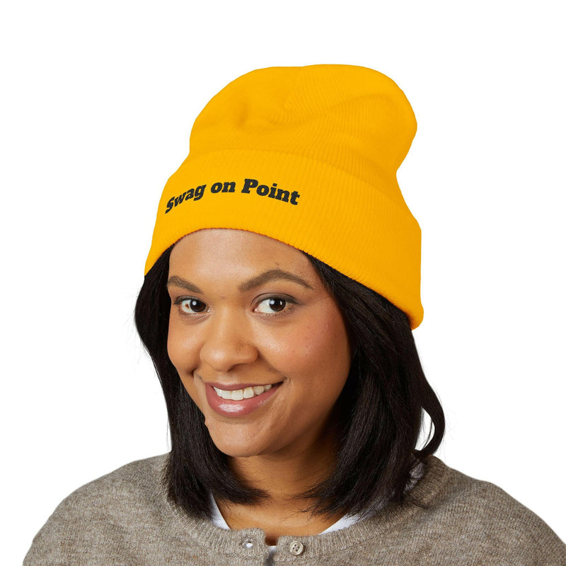 Stylish swag beanie for modern fashion enthusiasts, perfect for adding a trendy touch to your winter wardrobe.