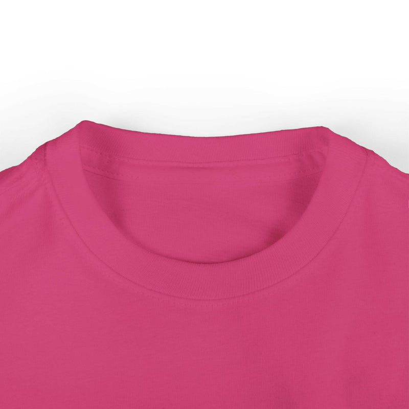 Close-up of a vibrant pink Cool Infant Fine Jersey Tee with ribbed collar and smooth fabric suitable for babies.