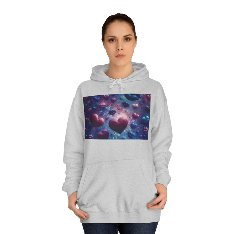 Unisex Heart Vibe College Hoodie, Casual Fashion Hoodie, Cute Gift for Students, Cozy College Wear, Trendy Streetwear