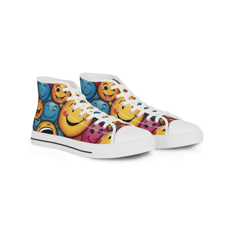 Colorful Emoji High Top Sneakers | Fun Casual Footwear, Unique Gift for Teens, Happy Vibe Shoes, Youthful Style, Festival & Party Wear