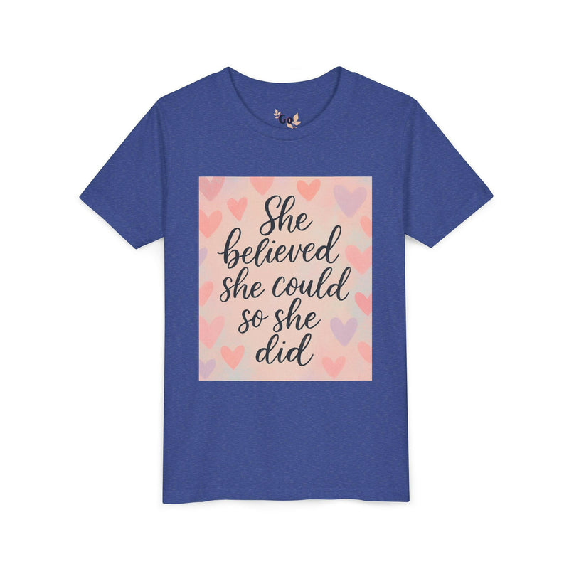 Inspirational Youth Tee, She Believed She Could T-Shirt, Motivational Gift for Kids, Self-Esteem Shirt, Encouragement Top, Birthday Gift