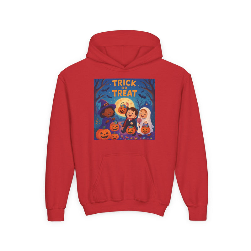 Halloween Youth Hoodie - Trick or Treat Design, Spooky Season Apparel, Halloween Sweatshirt for Kids, Fall Fashion, Halloween Party Outfit