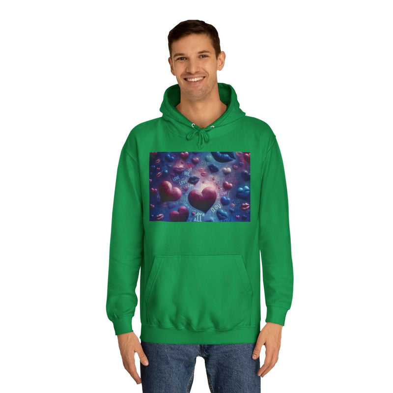 Unisex Heart Vibe College Hoodie, Casual Fashion Hoodie, Cute Gift for Students, Cozy College Wear, Trendy Streetwear