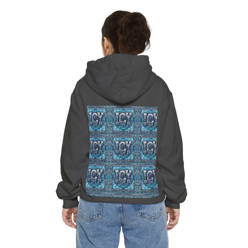 Ice-Cool Unisex Garment-Dyed Hoodie - Cozy Streetwear, Graphic Layered Art, Perfect for Gifting, Winter & Casual Outings