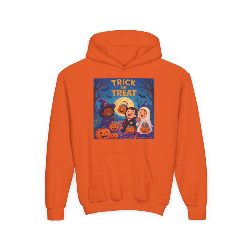 Halloween Youth Hoodie - Trick or Treat Design, Spooky Season Apparel, Halloween Sweatshirt for Kids, Fall Fashion, Halloween Party Outfit
