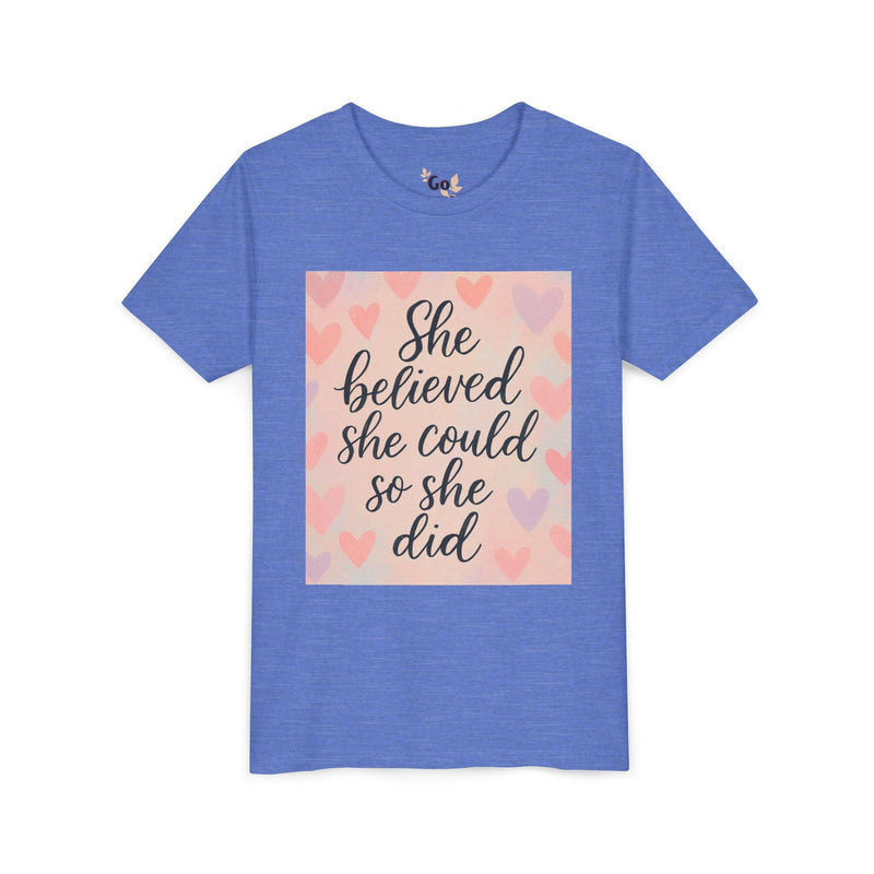 Inspirational Youth Tee, She Believed She Could T-Shirt, Motivational Gift for Kids, Self-Esteem Shirt, Encouragement Top, Birthday Gift