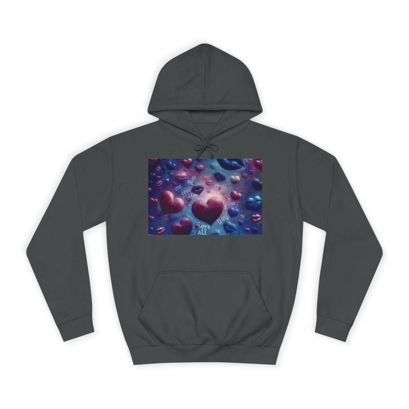 Unisex Heart Vibe College Hoodie, Casual Fashion Hoodie, Cute Gift for Students, Cozy College Wear, Trendy Streetwear