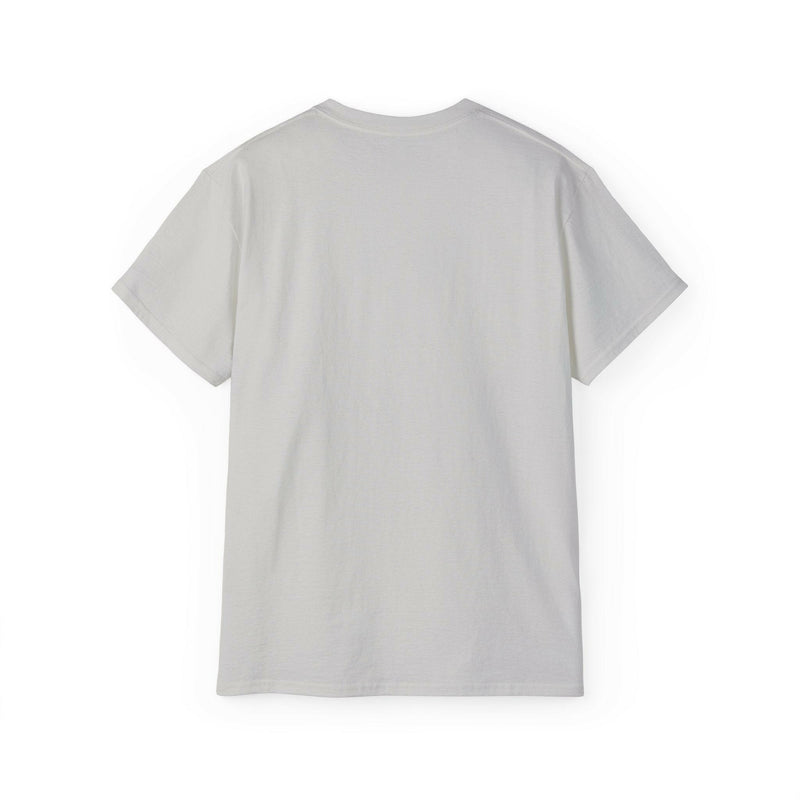 Back view of plain white Lion King Unisex Ultra Cotton Tee with classic fit and ribbed collar.