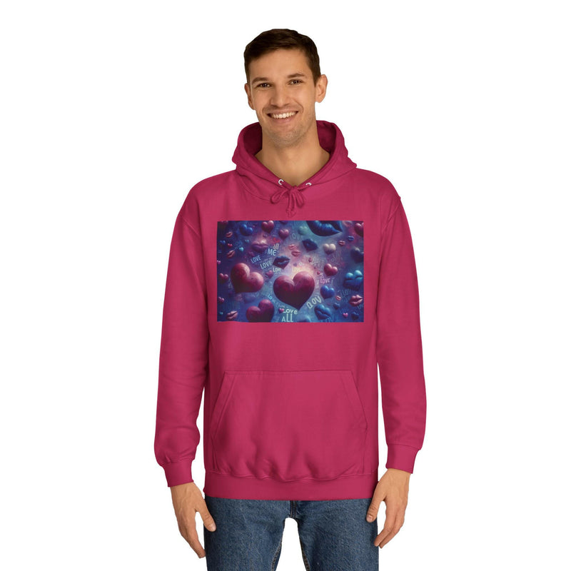Unisex Heart Vibe College Hoodie, Casual Fashion Hoodie, Cute Gift for Students, Cozy College Wear, Trendy Streetwear