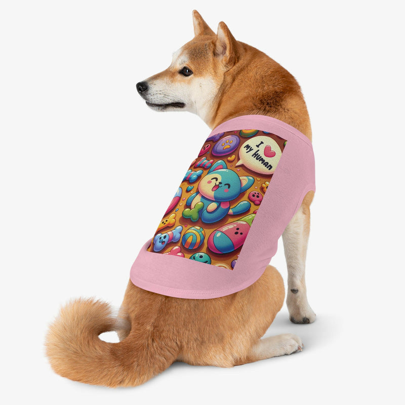 Cute Pet Tank Top - I Love My Human, Pet Clothing, Dog Shirt, Cat Apparel, Gifts for Pet Lovers, Summer Wear