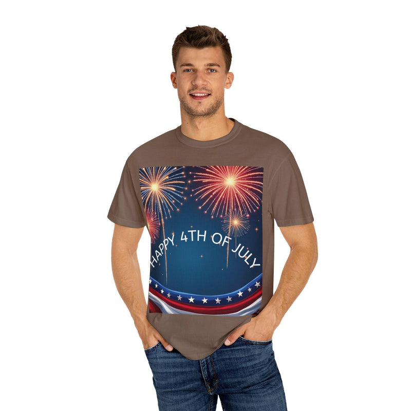Patriotic 4th of July T-Shirt | Unisex Graphic Tee for Independence Day Celebrations, Fireworks Shirt, Summer BBQ Wear, USA Pride Apparel