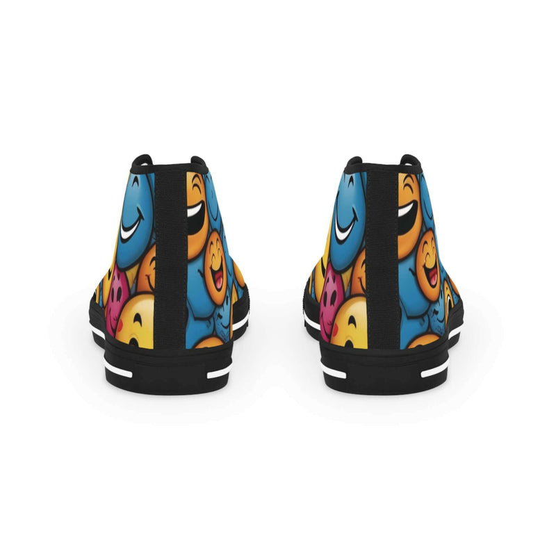 Colorful Emoji High Top Sneakers | Fun Casual Footwear, Unique Gift for Teens, Happy Vibe Shoes, Youthful Style, Festival & Party Wear