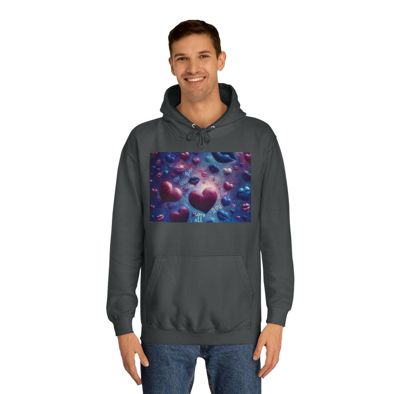 Unisex Heart Vibe College Hoodie, Casual Fashion Hoodie, Cute Gift for Students, Cozy College Wear, Trendy Streetwear