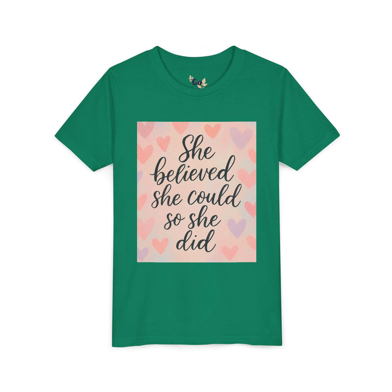Inspirational Youth Tee, She Believed She Could T-Shirt, Motivational Gift for Kids, Self-Esteem Shirt, Encouragement Top, Birthday Gift