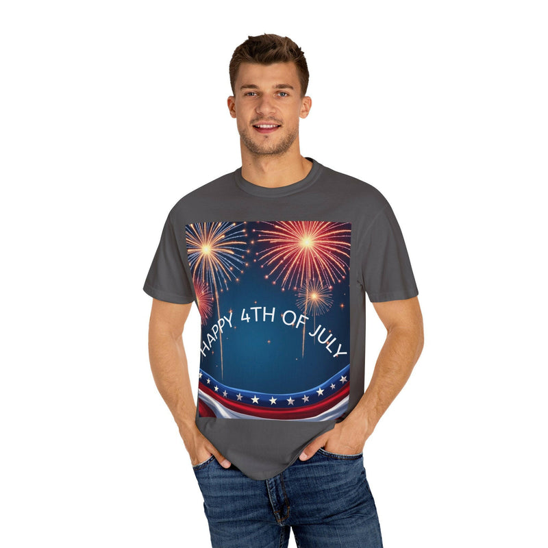 Patriotic 4th of July T-Shirt | Unisex Graphic Tee for Independence Day Celebrations, Fireworks Shirt, Summer BBQ Wear, USA Pride Apparel