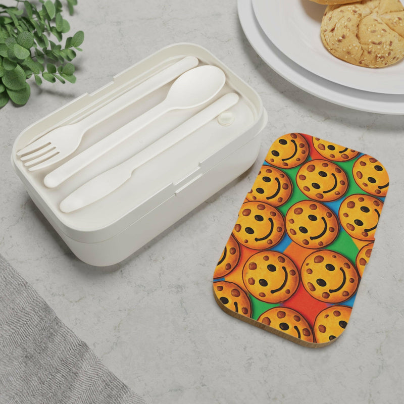 Smiley Cookie Bento Lunch Box, Portable Meal Container, Kids Lunchbox, Eco-Friendly Food Storage, Gift for Students