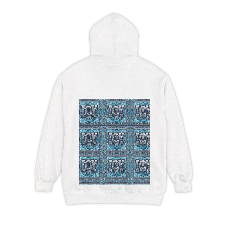 Ice-Cool Unisex Garment-Dyed Hoodie - Cozy Streetwear, Graphic Layered Art, Perfect for Gifting, Winter & Casual Outings