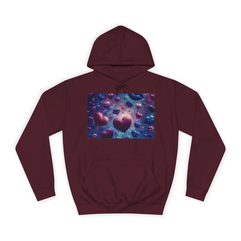 Unisex Heart Vibe College Hoodie, Casual Fashion Hoodie, Cute Gift for Students, Cozy College Wear, Trendy Streetwear