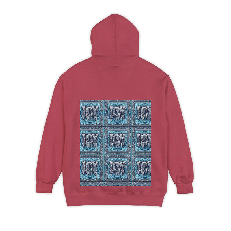 Ice-Cool Unisex Garment-Dyed Hoodie - Cozy Streetwear, Graphic Layered Art, Perfect for Gifting, Winter & Casual Outings