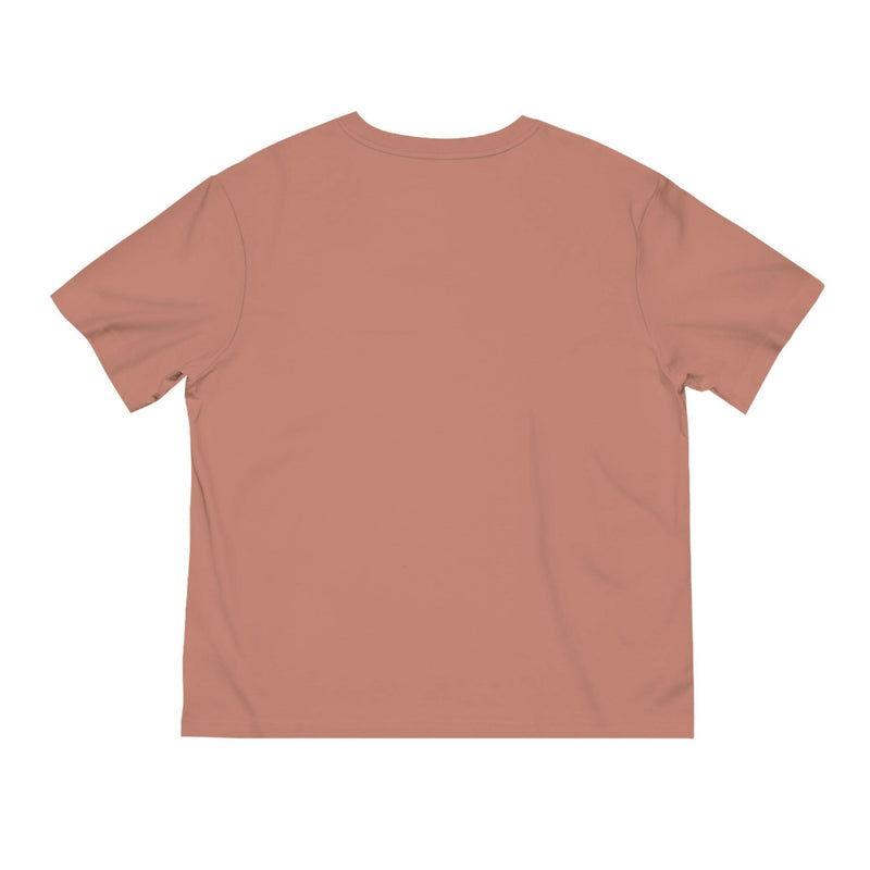 Back view of Inspirational Unisex Fuser T-Shirt in solid muted terracotta color showcasing soft organic cotton fabric and casual fit