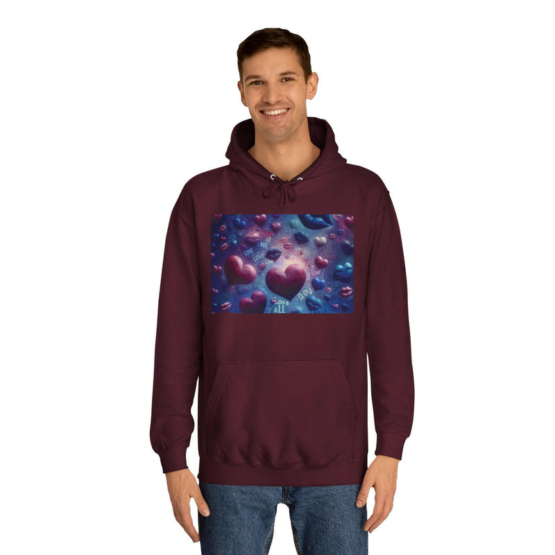 Unisex Heart Vibe College Hoodie, Casual Fashion Hoodie, Cute Gift for Students, Cozy College Wear, Trendy Streetwear