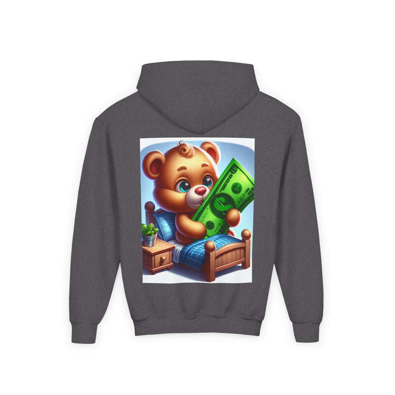 Surfing the Wave & Money Bear Youth Hoodie | Cute Trendy Sweatshirt for Kids | Perfect for Birthdays, Holidays, Year-Round Fun