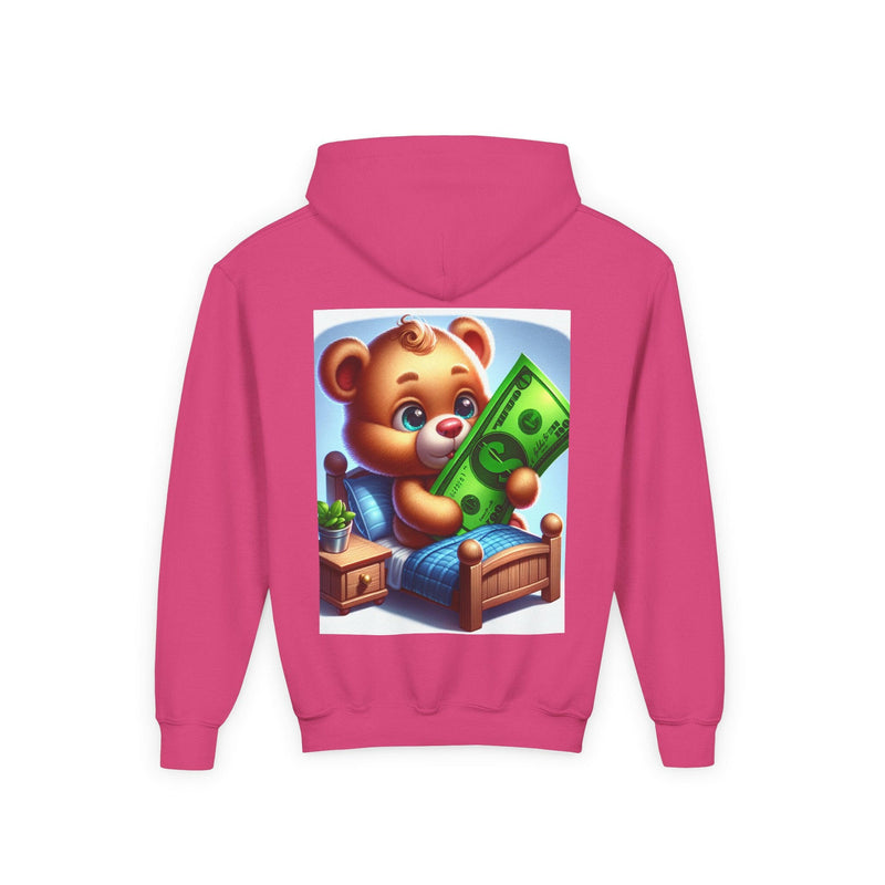 Surfing the Wave & Money Bear Youth Hoodie | Cute Trendy Sweatshirt for Kids | Perfect for Birthdays, Holidays, Year-Round Fun