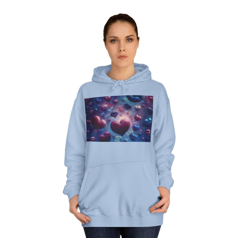 Unisex Heart Vibe College Hoodie, Casual Fashion Hoodie, Cute Gift for Students, Cozy College Wear, Trendy Streetwear
