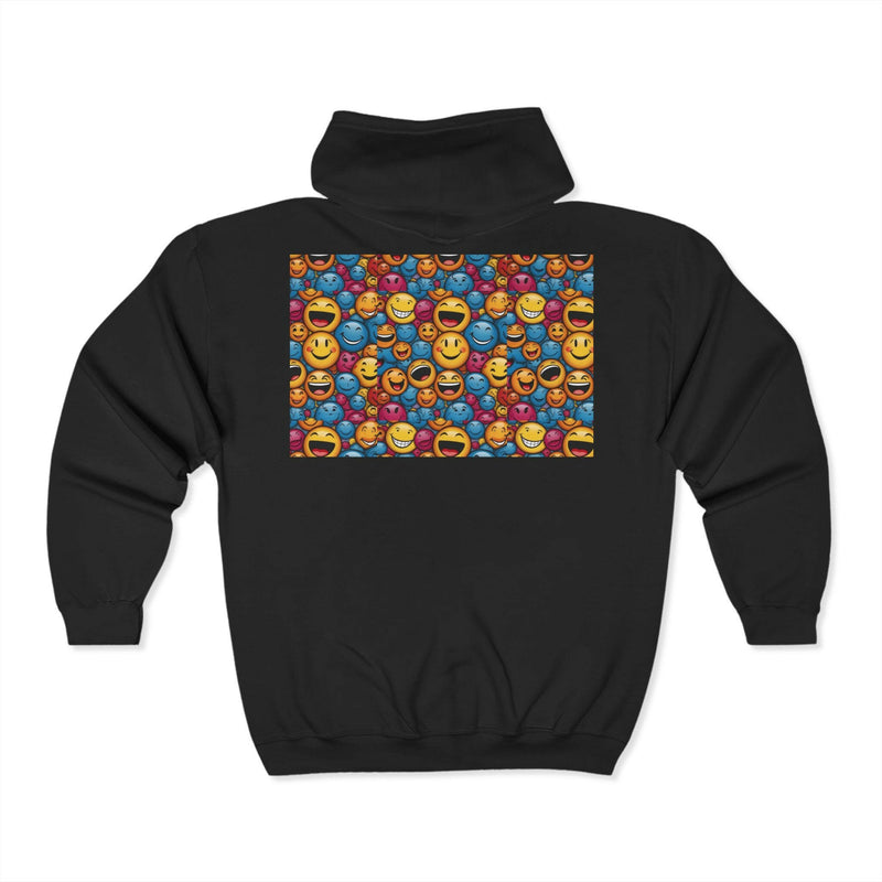 Emoji Full Zip Hoodie for Fun Lovers, Emoticon Sweatshirt, Unique Gift for Birthdays, Casual Wear, Trendy Apparel