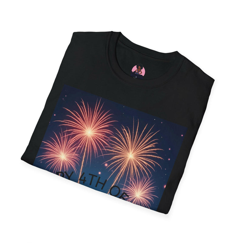 Patriotic shirt featuring vibrant fireworks design, ideal for national celebrations and festive events