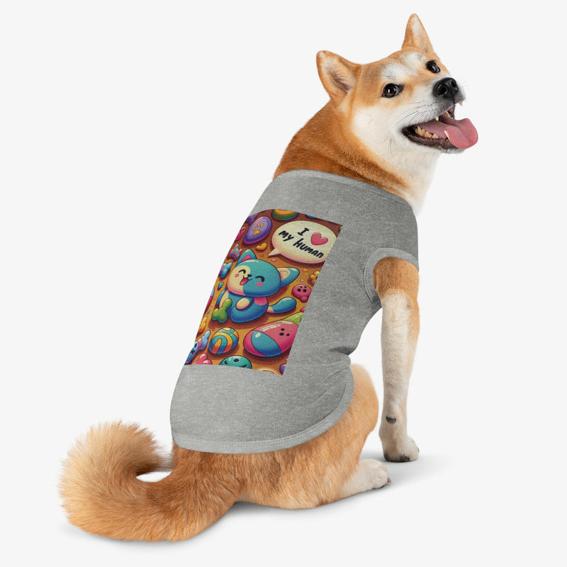 Cute Pet Tank Top - I Love My Human, Pet Clothing, Dog Shirt, Cat Apparel, Gifts for Pet Lovers, Summer Wear
