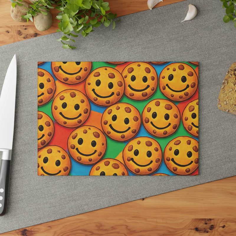 Smiley Cookie Glass Cutting Board | Fun Kitchen Decor, Baking Gift, Holiday Party Essential, Home Chef Accessory, Unique Gift Idea