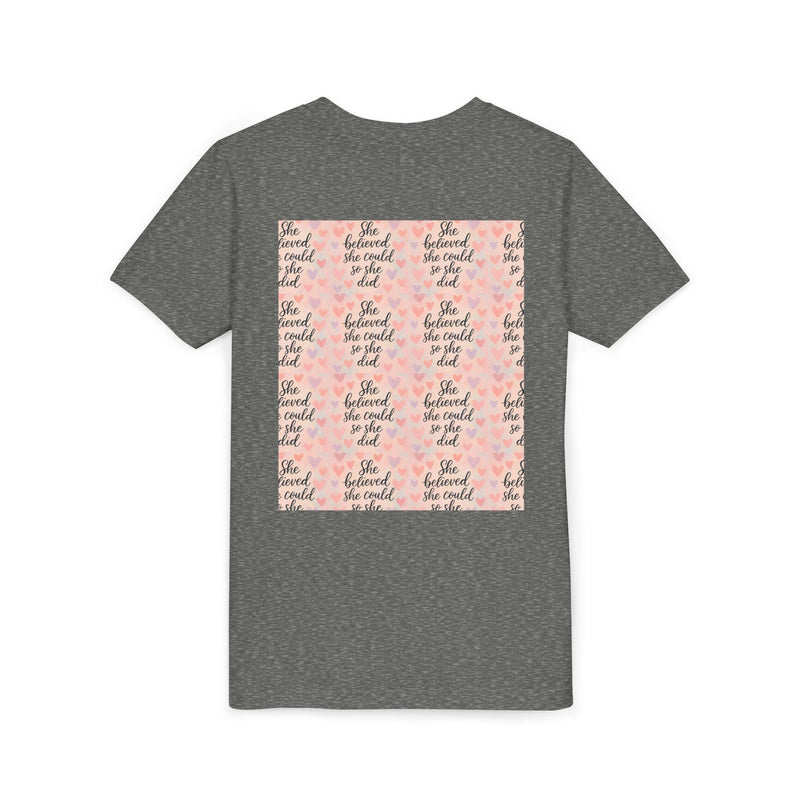 Inspirational Youth Tee, She Believed She Could T-Shirt, Motivational Gift for Kids, Self-Esteem Shirt, Encouragement Top, Birthday Gift