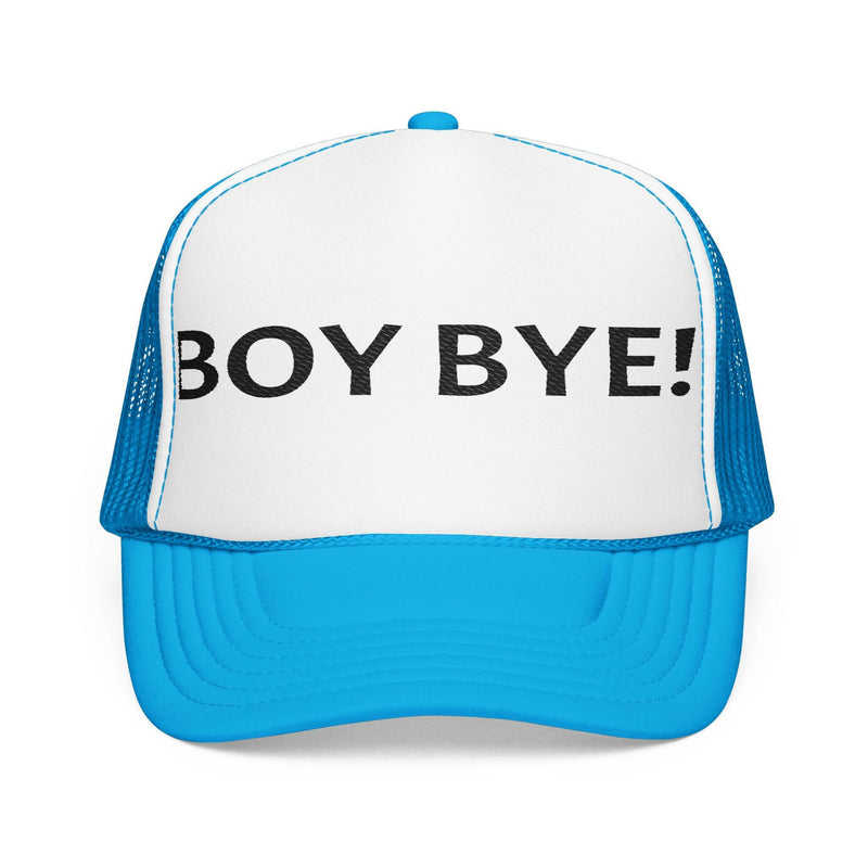 Embroidered trucker hat showcasing detailed needlework and mesh back design for stylish, breathable headwear.