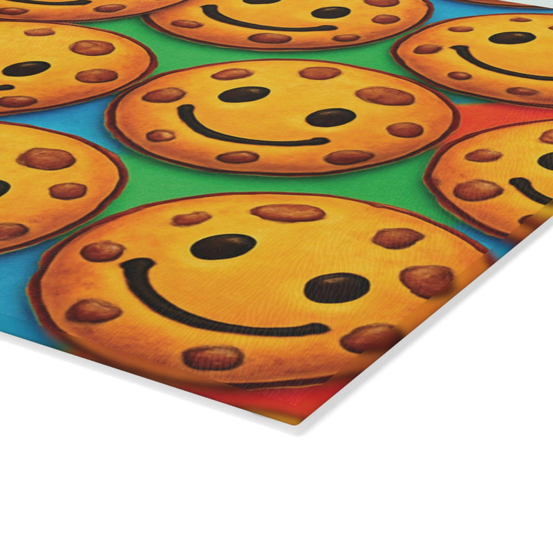 Smiley Cookie Glass Cutting Board | Fun Kitchen Decor, Baking Gift, Holiday Party Essential, Home Chef Accessory, Unique Gift Idea