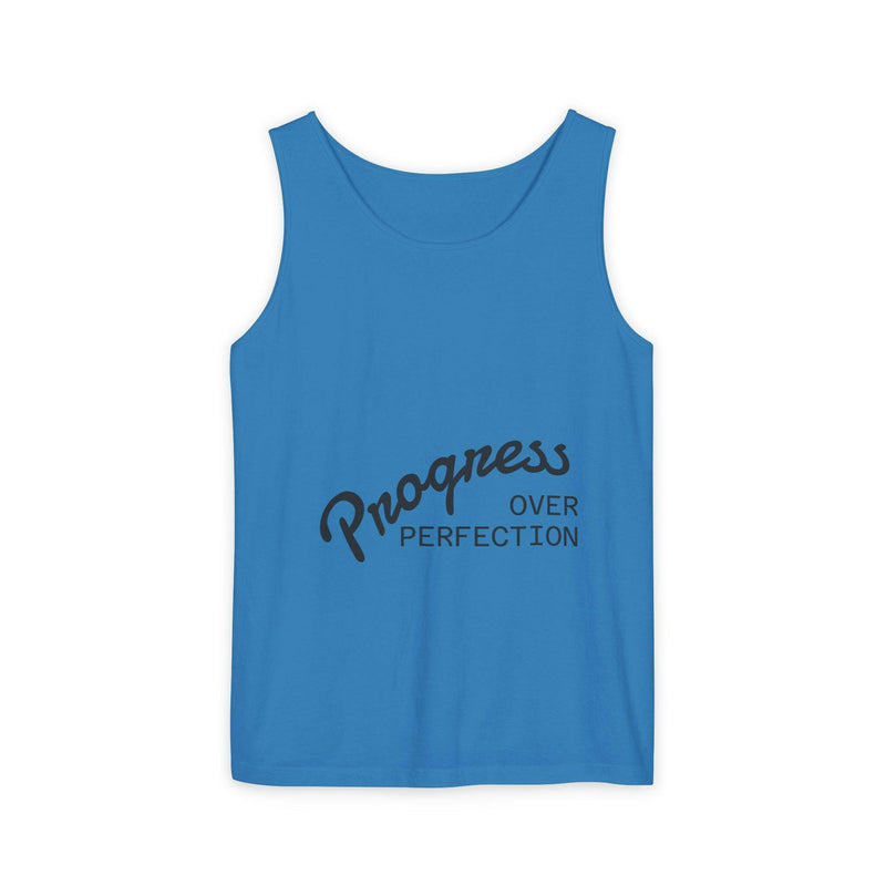 Progress Over Perfection Tank Top, Unisex Inspirational Top, Cute Bear Graphic Tank, Motivational Gift, Casual Summer Wear