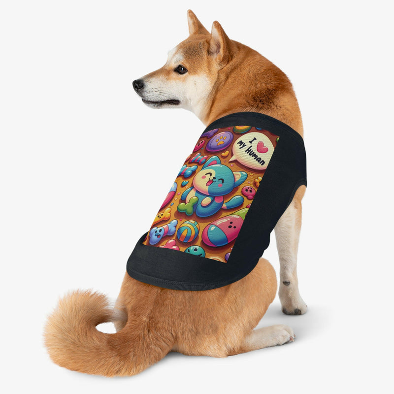 Cute Pet Tank Top - I Love My Human, Pet Clothing, Dog Shirt, Cat Apparel, Gifts for Pet Lovers, Summer Wear