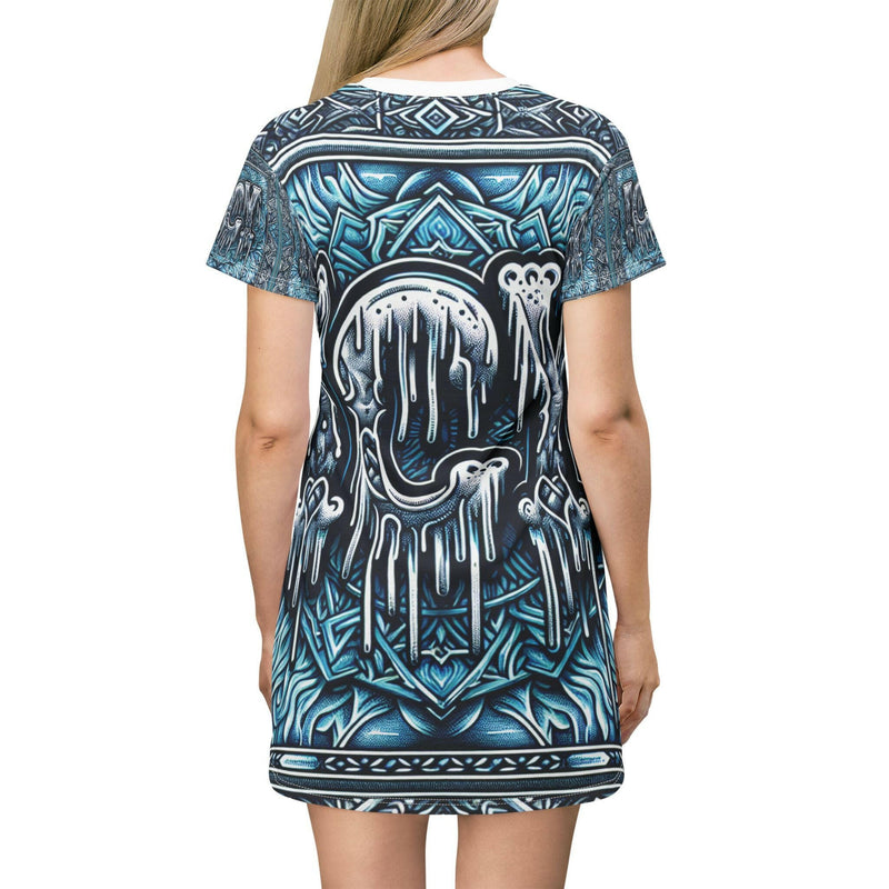 Cool Icy Graphic T-Shirt Dress, Casual Summer Dress, Streetwear Fashion, Edgy Outfit, Festival Style, Unique Gift for Teens