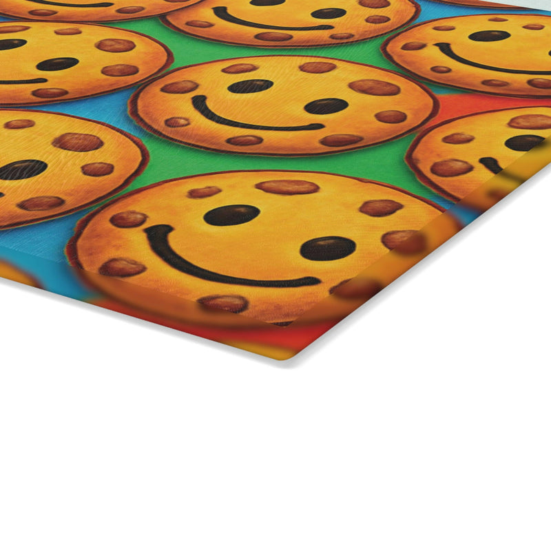 Smiley Cookie Glass Cutting Board | Fun Kitchen Decor, Baking Gift, Holiday Party Essential, Home Chef Accessory, Unique Gift Idea