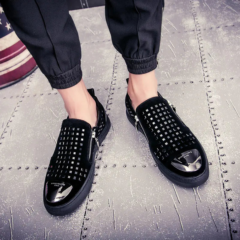 European Style Men's Casual Loafers with Rhinestones