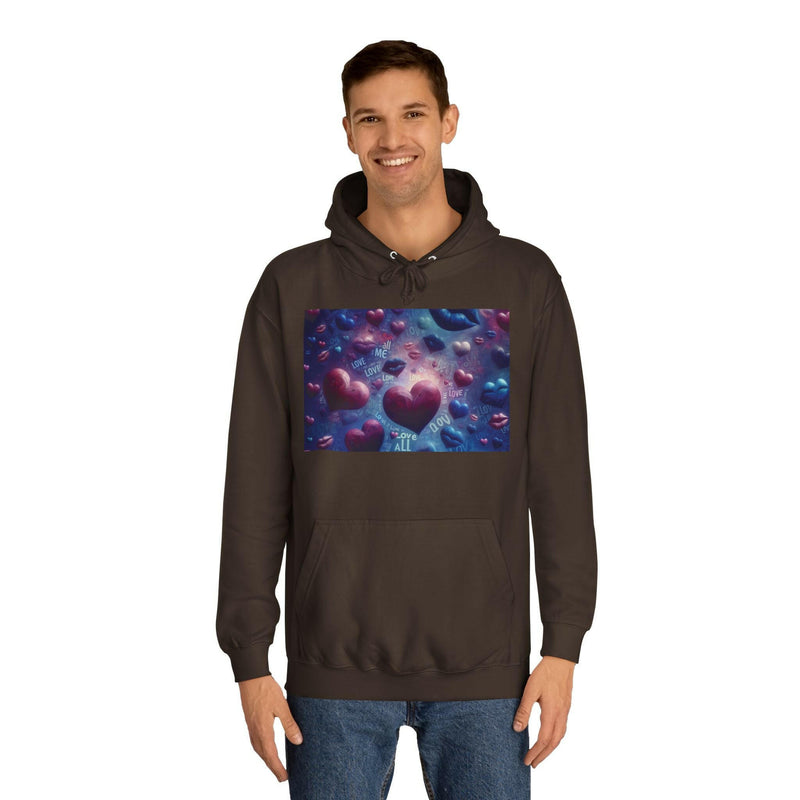 Unisex Heart Vibe College Hoodie, Casual Fashion Hoodie, Cute Gift for Students, Cozy College Wear, Trendy Streetwear