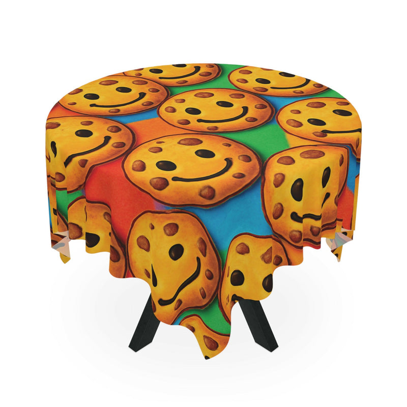 Smiley Cookie Tablecloth - Fun Dining Decor, Holiday Party Table Cover, Kids Birthday, Playful Kitchen Accent, Cheerful Gathering Essential