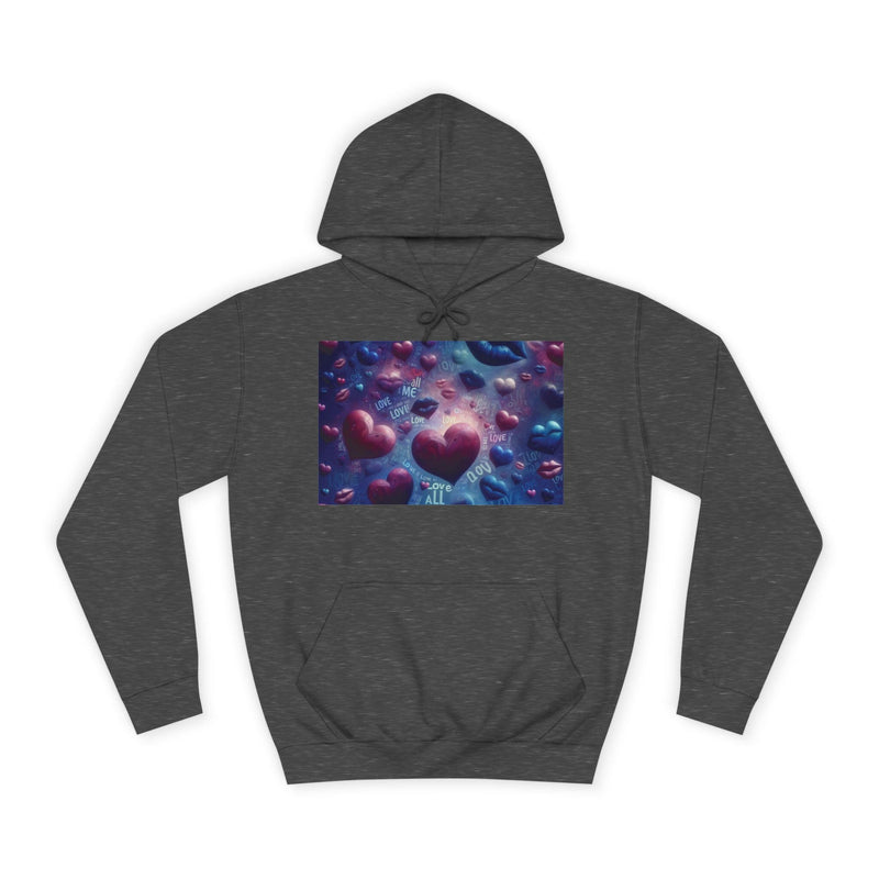 Unisex Heart Vibe College Hoodie, Casual Fashion Hoodie, Cute Gift for Students, Cozy College Wear, Trendy Streetwear