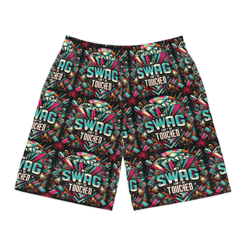 Men's Jogger Shorts with Funky 'My Swag Touched' Print, Casual Wear, Summer Shorts, Streetwear, Beach Attire, Gift for Him