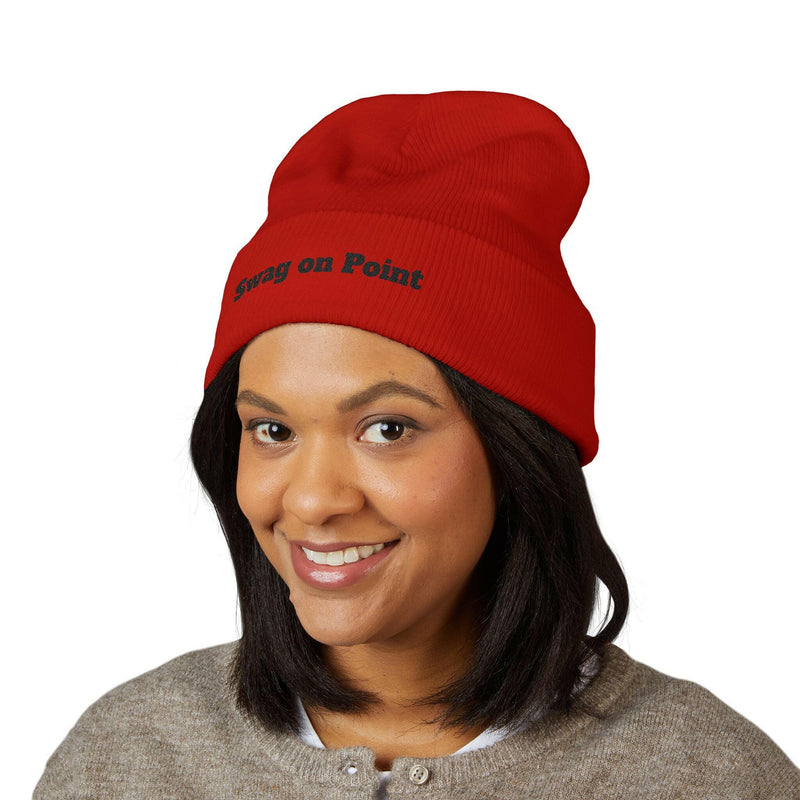Swag on Point Beanie | Classic Cuffed Hat | Trendy Winter Accessory | Unisex Beanie | Gift for Him or Her | Winter Style Must-Have