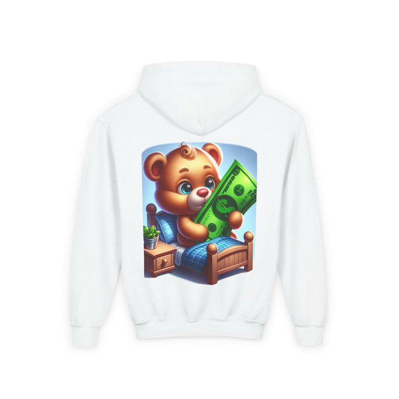 Surfing the Wave & Money Bear Youth Hoodie | Cute Trendy Sweatshirt for Kids | Perfect for Birthdays, Holidays, Year-Round Fun