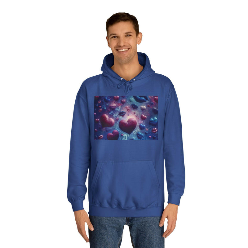 Unisex Heart Vibe College Hoodie, Casual Fashion Hoodie, Cute Gift for Students, Cozy College Wear, Trendy Streetwear