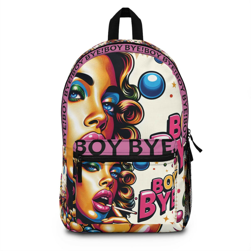 Chic Graphic Backpack with ‘Boy Bye’ Design, Trendy School Bag, Stylish Travel Companion, Fun Gift for Teens, Eye-Catching Accessories